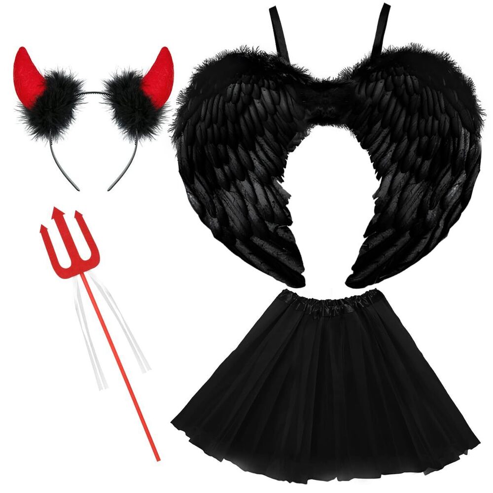 8868 Devil Costume For Women, Tutu Skirt, Demon Angel Wings,
